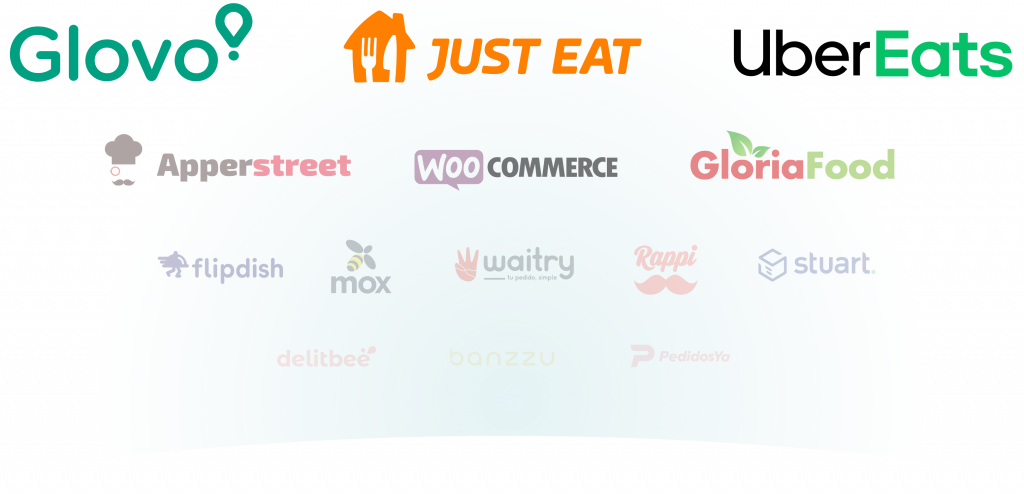 Logotipos conexión con plataformas de delivery y take away