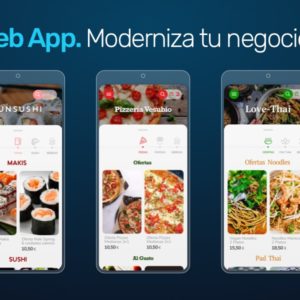 Pantallas de web app para restaurante y delivery